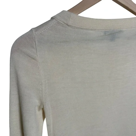 J CREW Sweater Women 3/4 Sleeve 100% Merino Wool Knit Cream Sz XXS Minimalist - Picture 6 of 9